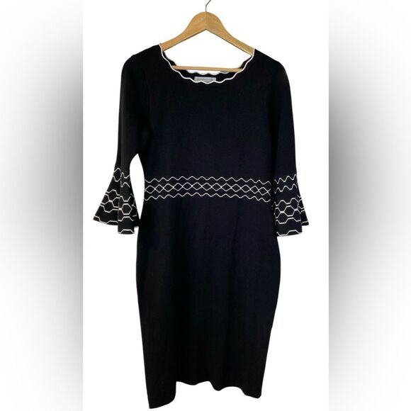 Danny and Nicole Black and White Sweater Dress Size PL - Picture 2 of 8